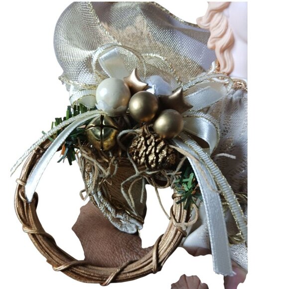 Traditions Vtg Graceful Angel Tree Top With Porcelain Head & Hands Gold Wings - Picture 5 of 11